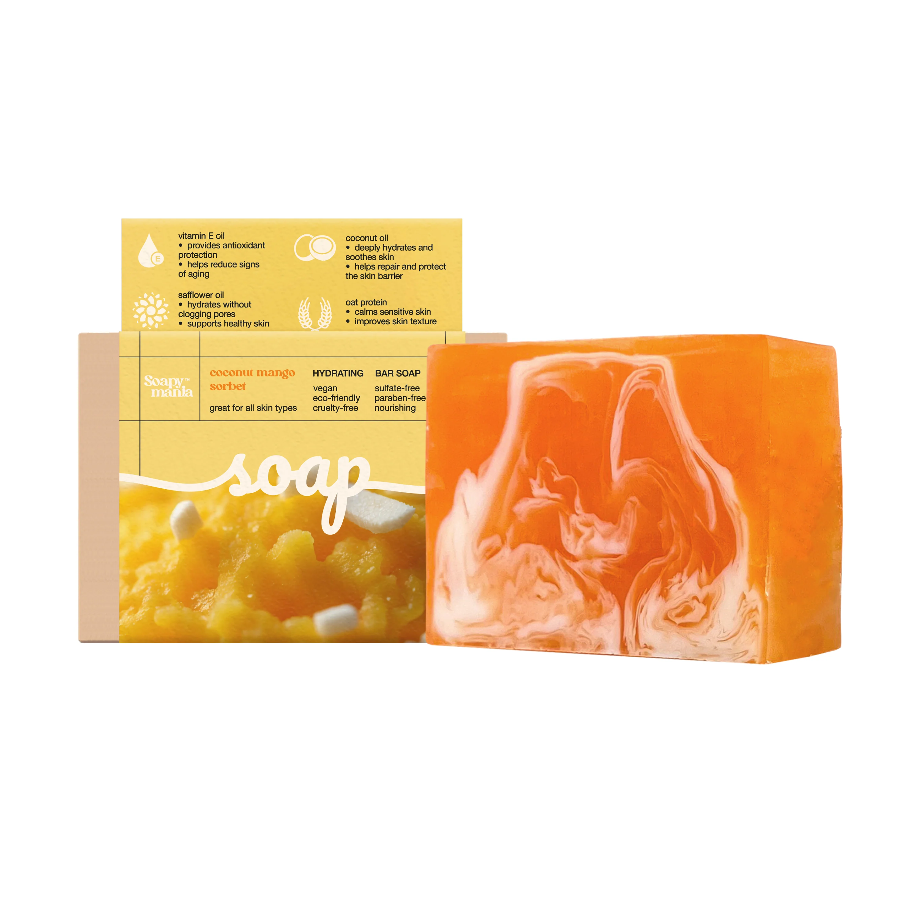 Top-Quality Soapymania Mango Coconut Sorbet Hydrating Bar Soap World-Class