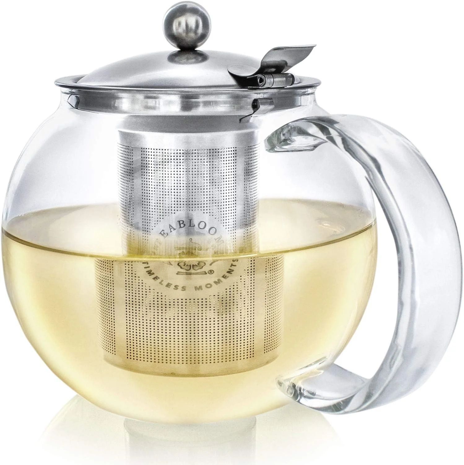 Artisan Teabloom All-in-One Glass Teapot and Tea Kettle – Heatproof Borosilicate Glass Tea Maker with Removable Stainless Steel Loose Tea Infuser – Classica Stovetop Tea Pot 40 oz 1200 ml Long-Lasting