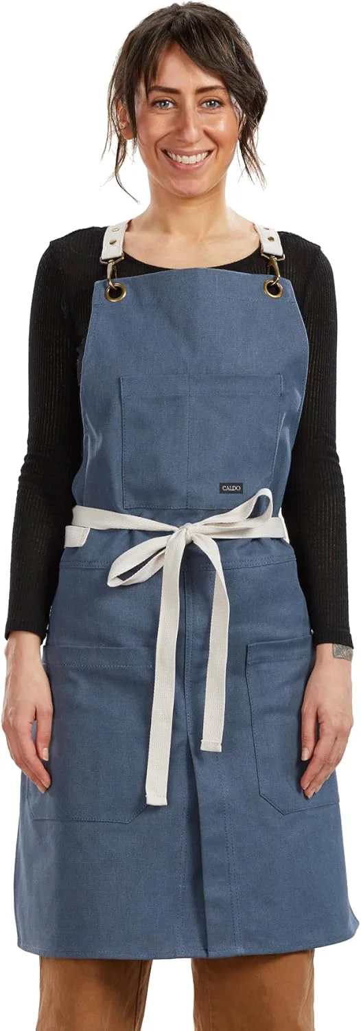 Verified Caldo Split Leg Apron Dark Blue Dependable