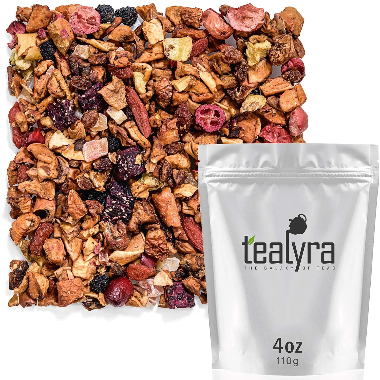 Dependable Tealyra - Tropical Harvest - Fruity Herbal Loose Leaf Tea - Dragon Fruit - Sea Buckthorn - Goji - Pineapple - Cranberry - Caffeine - Hot or Iced - 112g 4-ounce Enhanced