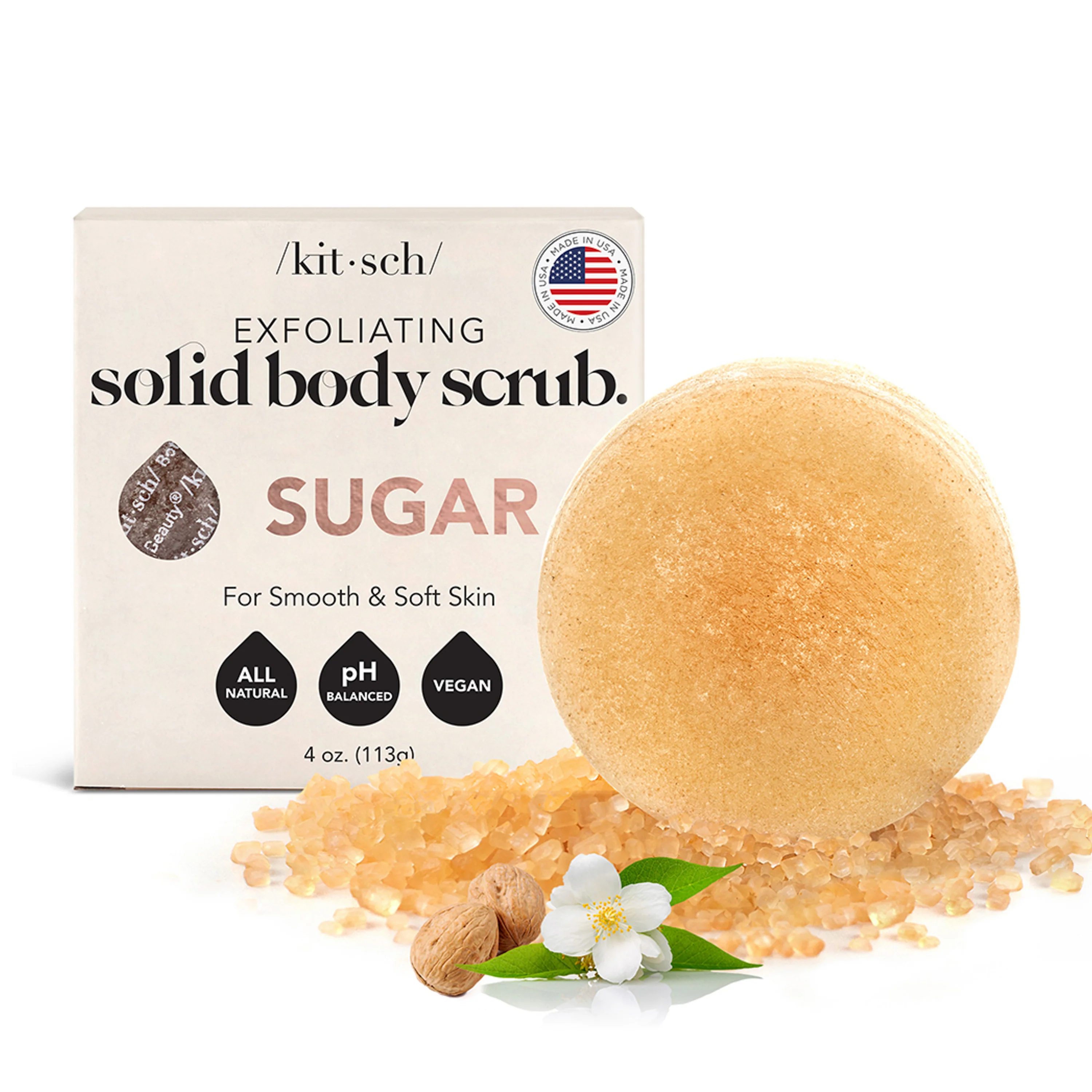 Natural Kitsch Sugar Exfoliating Solid Body Scrub Long-Lasting