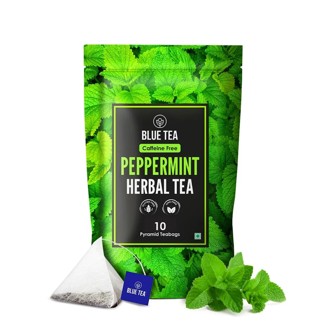 User-Friendly Blue TEA - Peppermint Tea - 10 Count - Plant Based Tea Bag Supports Digestion Antioxidant Rich Fresh Cool Minty Flavour Caffeine Genuine