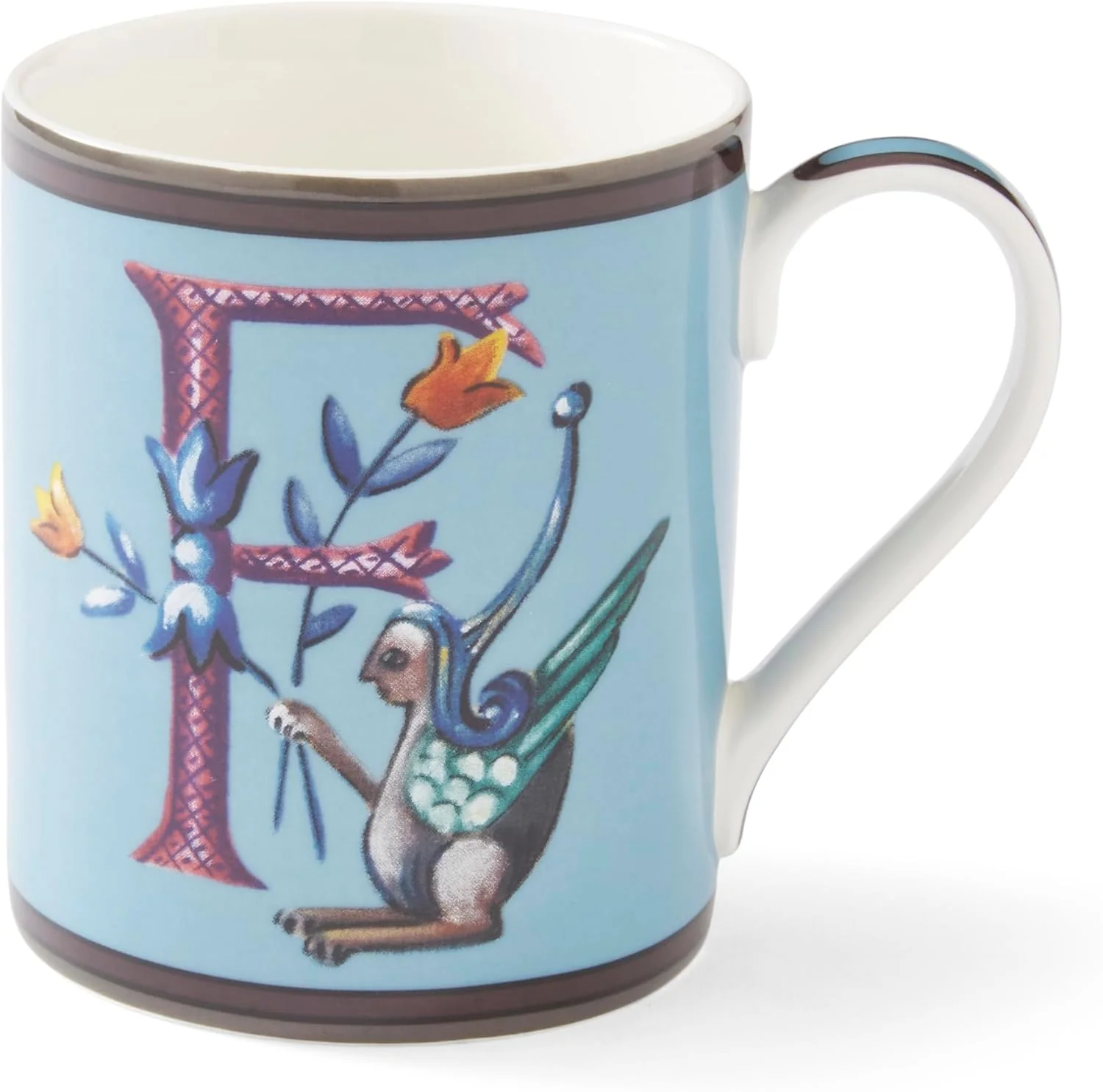 Versatile Spode Kit Kemp 12oz Mug F Initial - Fine China Coffee Cup with Floral Alphabet Design Custom Letter Mug for Unique Gift Giving Original
