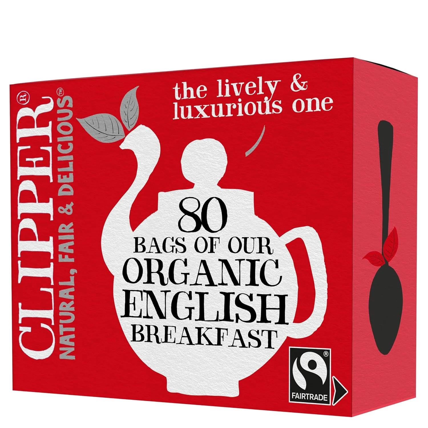 Fine Crafted Clipper Tea English Breakfast Assam Blend Fairtrade Organic Plant-Based Caffeinated British Tea 1 Pack 80 Unbleached Tea Bags Easy-to-Use