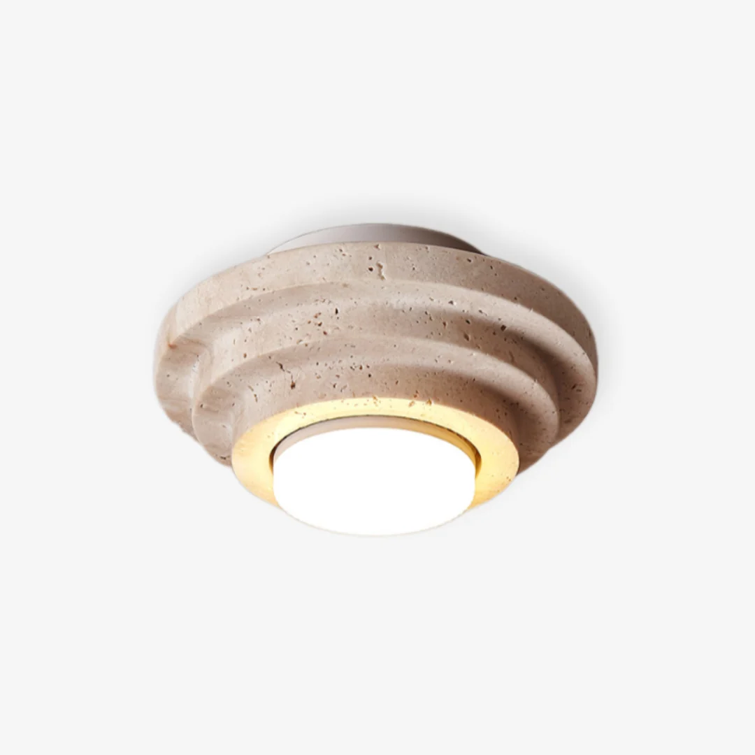 Traditional Travertine Aperture Ceiling Lamp Carefully Designed