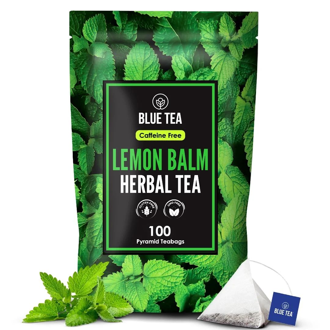 Crafted Blue TEA - Lemon Balm Tea - 100 Count - Plant Based Tea Bag Relieves Stress - Improves Digestion Reduces Bloating Refreshing Citrus Flavour High-Grade