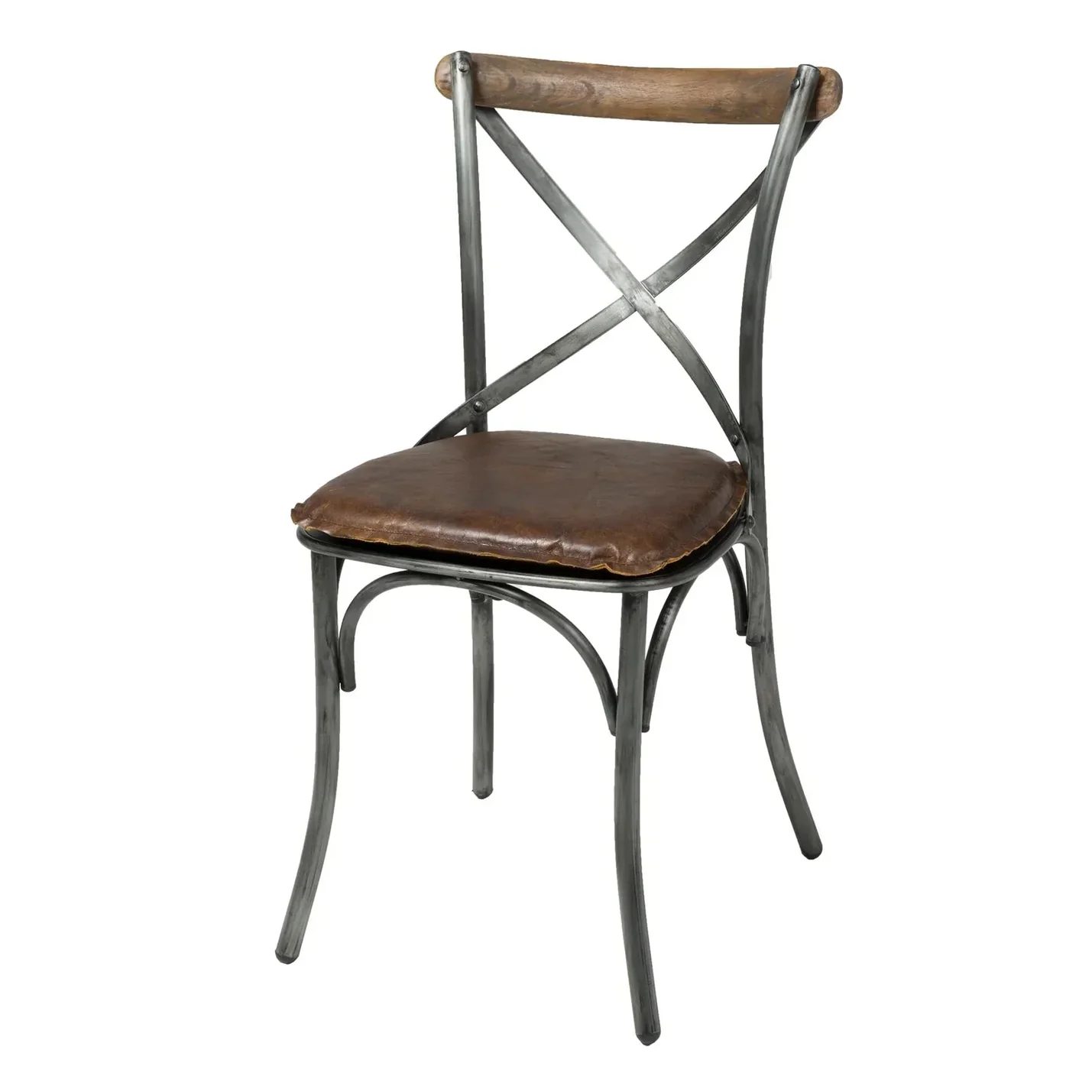 Crafted Metal Crossback Chair with Seat Cushion Long-Lasting