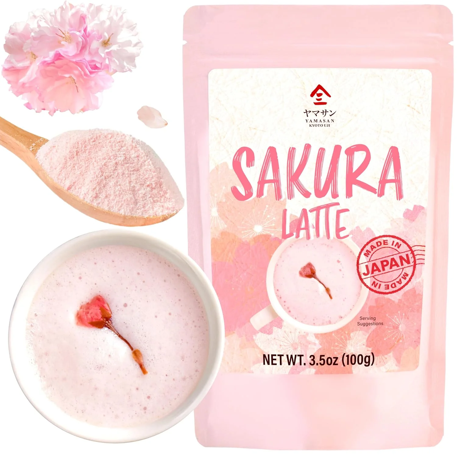Elite YAMASAN KYOTO UJI Japanese Sakura Latte Powder Cherry Blossom Mix 3.5oz World-Class