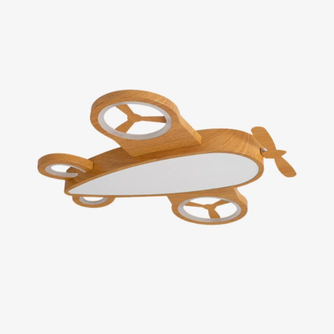 Pure Wooden Imitation Airplane Ceiling Lamp Powerful