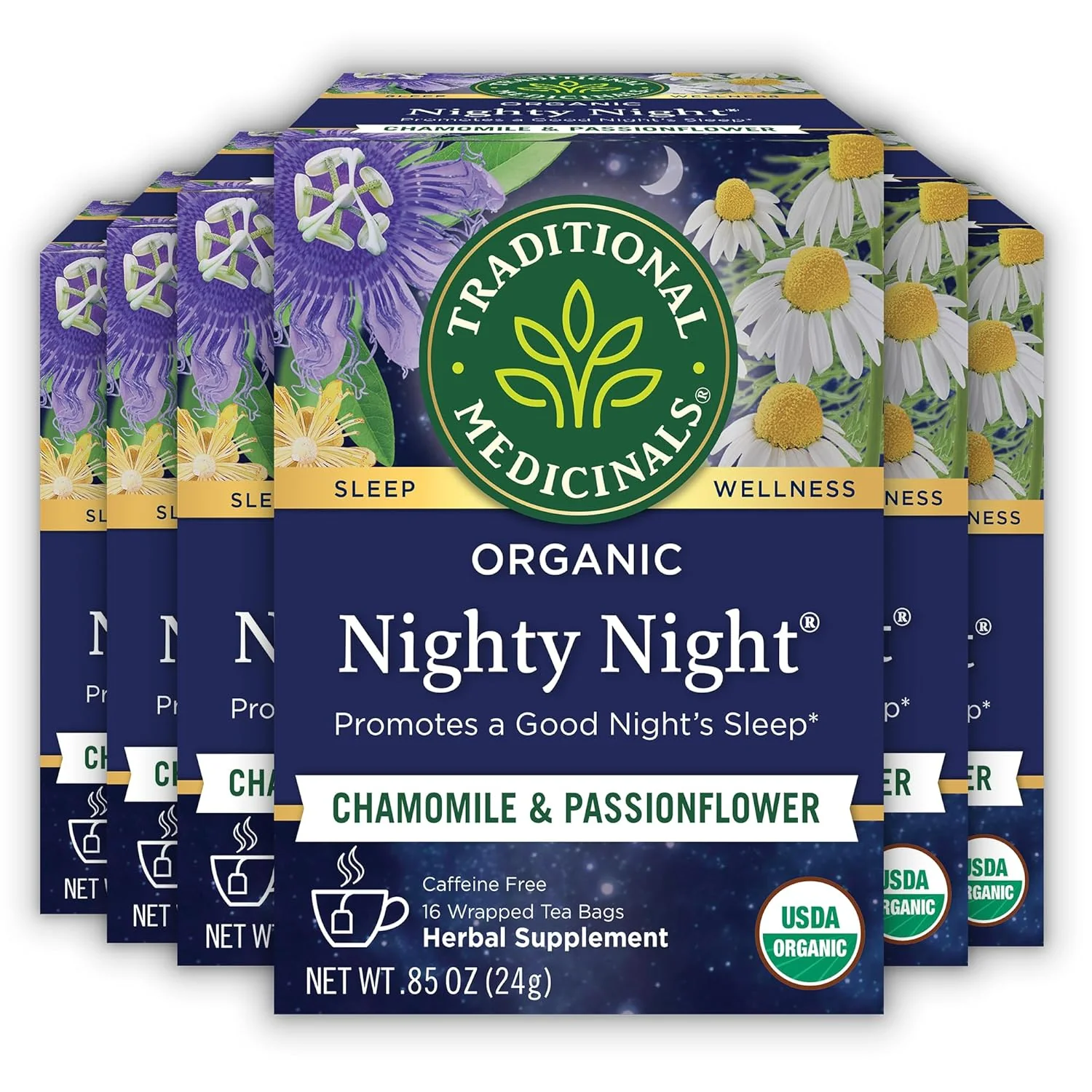 Original Design Traditional Medicinals Tea Organic Nighty Night Relax Get a Good Night's Sleep Includes Spearmint 96 Tea Bags 6 Pack Solid
