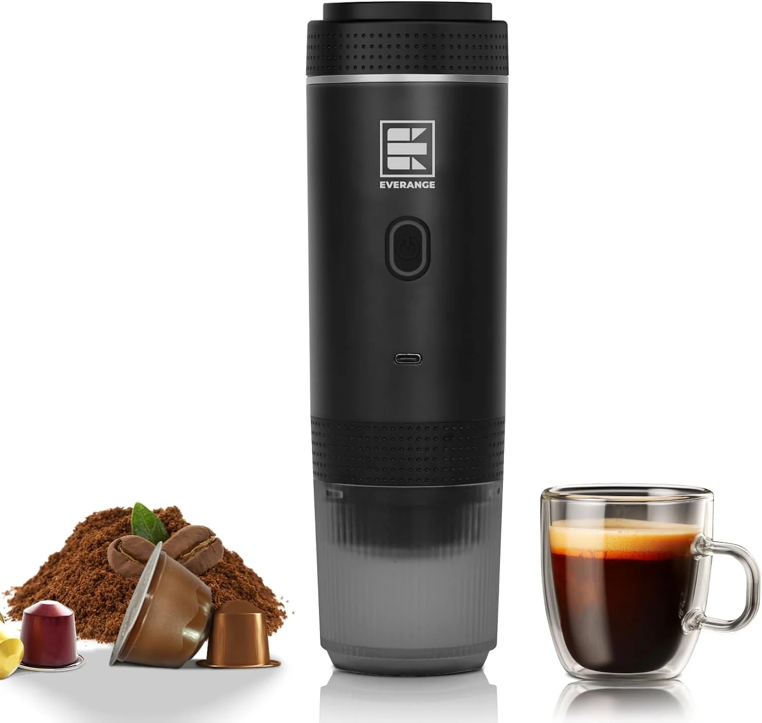 Flexible Portable Electric Espresso Machine Car Coffee Maker for Travel Camping Battery Powered Coffee Brewer Compatible with Ground Coffee amp NS Capsules Black Fine Crafted