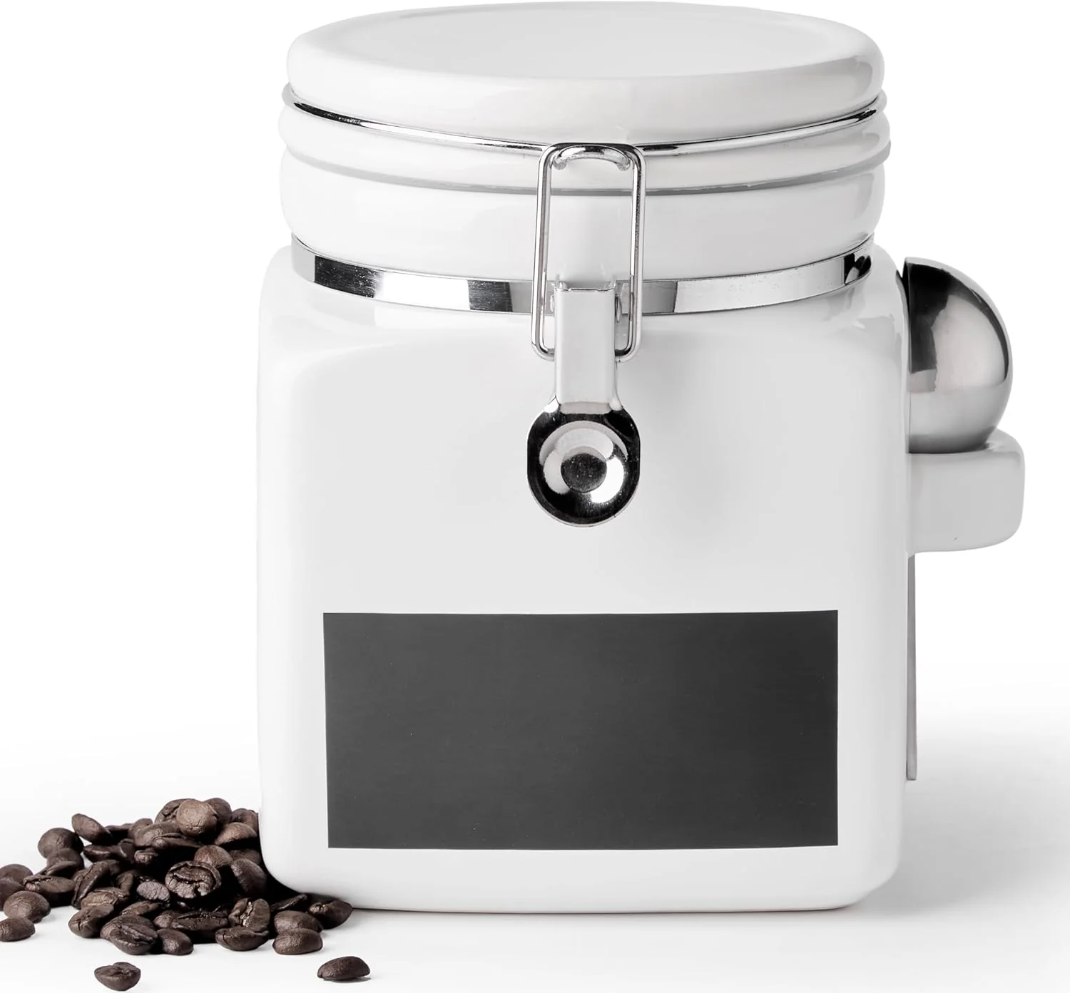 World-Class Ceramic Coffee Canister with Airtight Lid and Scoop Large 74 Fl Oz 2.2 L Kitchen Food Storage Container Jar for Grounds Coffee Beans Tea Sugar User-Friendly