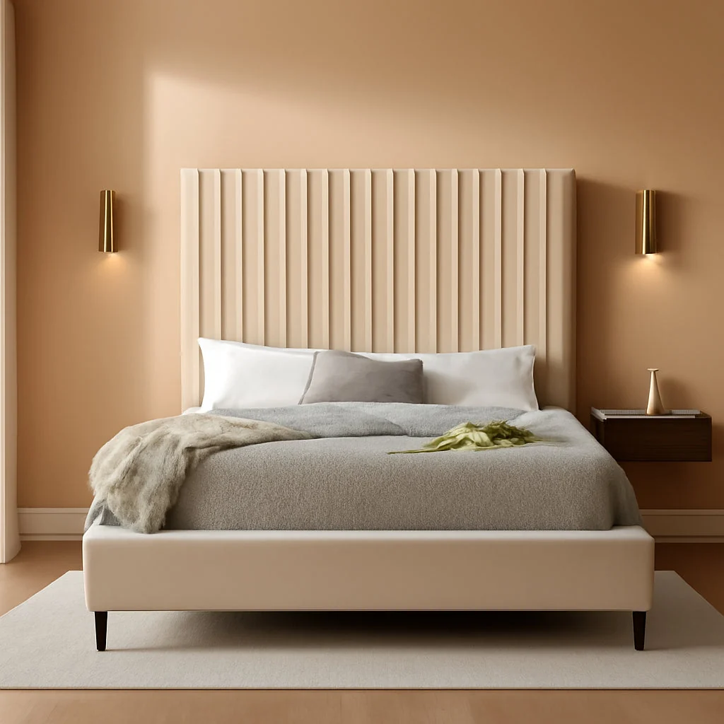 World-Class Queen Velvet Upholstered Bed Cream Acrylic Legs Tufting Crafted