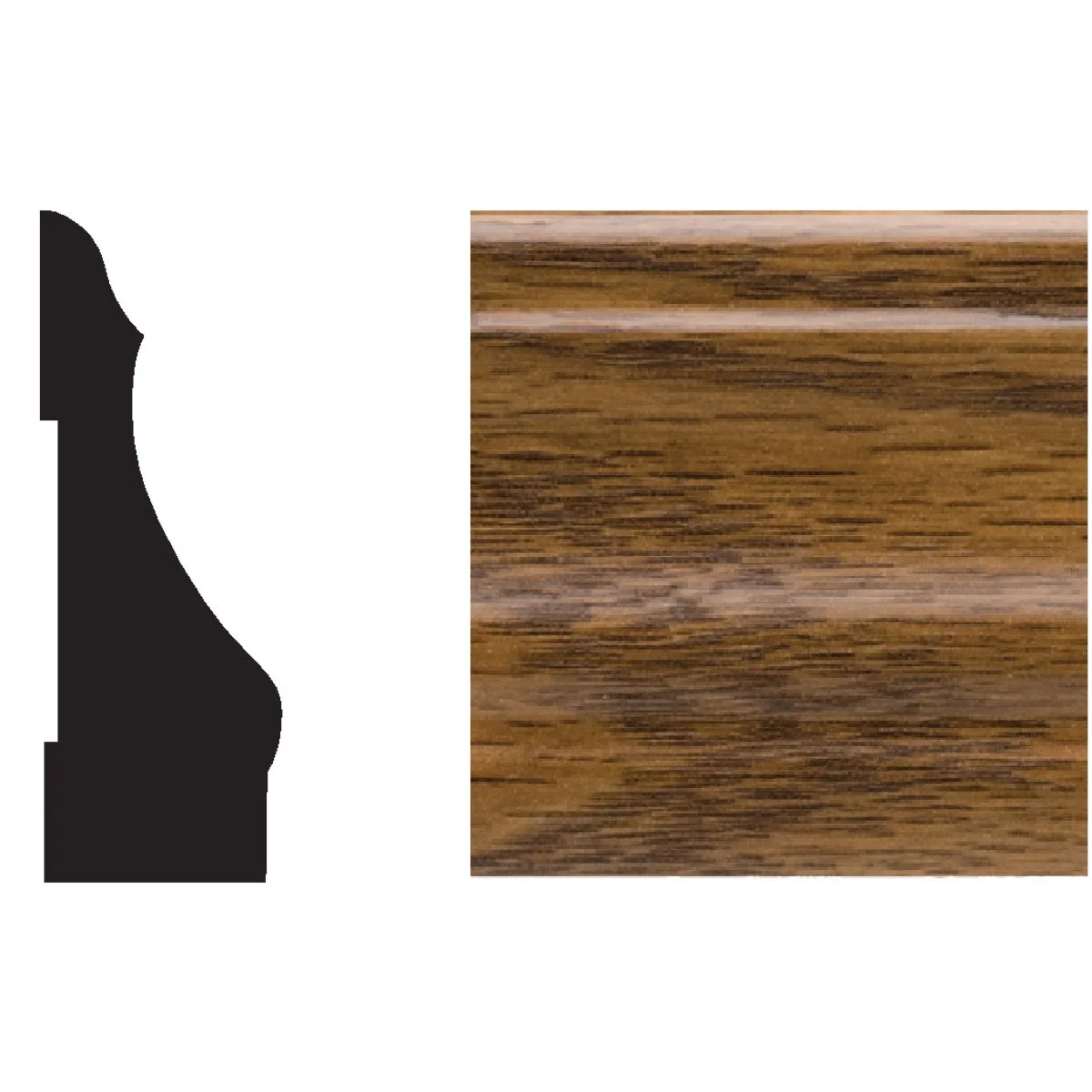 Premium Material Royal 9 16 In. W. x 2-1 4 In. H. x 7 Ft. L. Highland Oak PVC Interior Colonial Casing Excellent