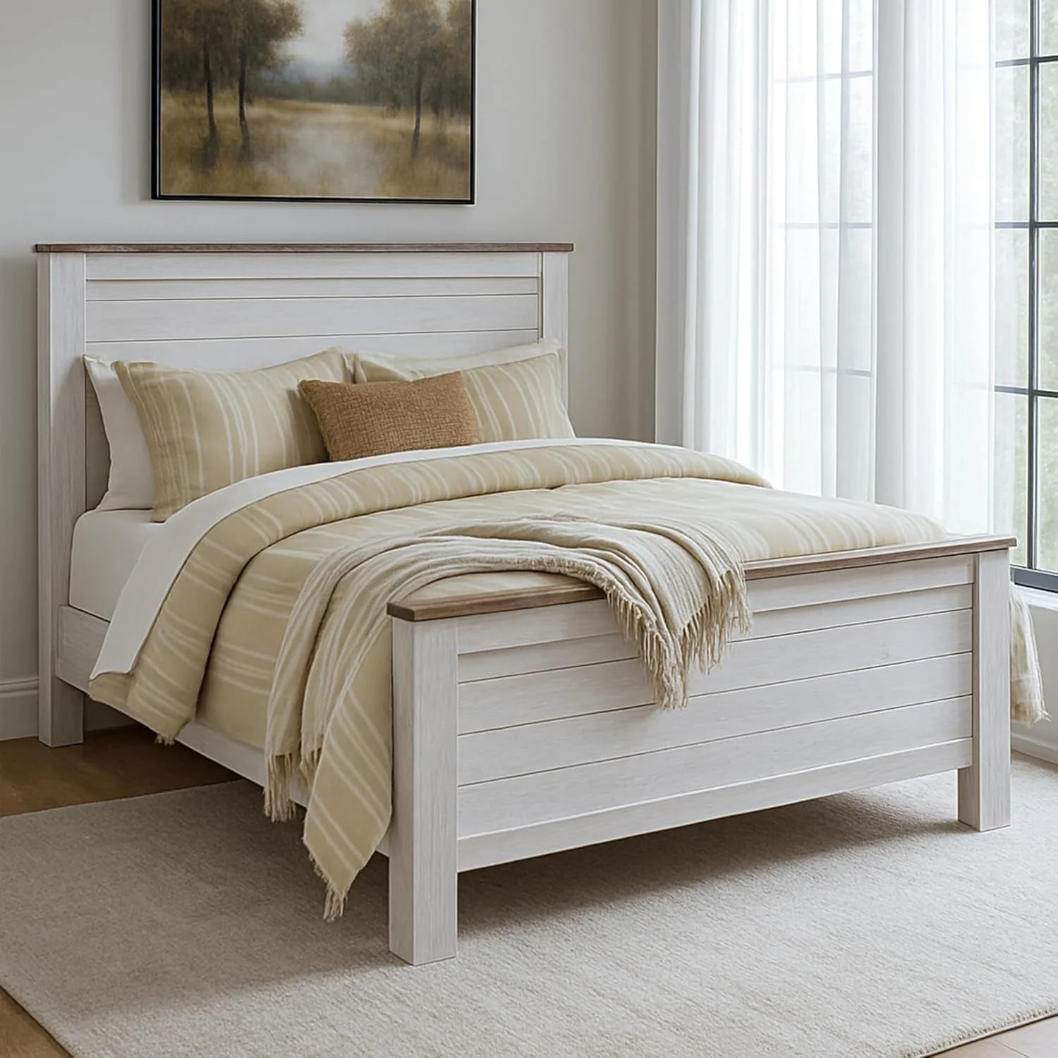 Advanced Signature Design Willowton Queen Panel Bed White wash Premium