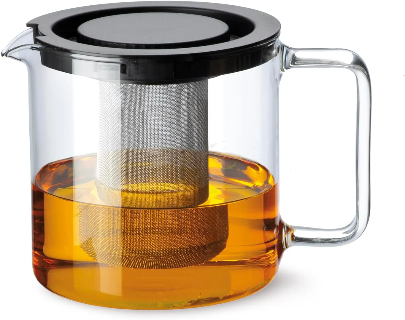 Elegant Simax Glassware 1 Quart Teapot with Metal Mesh Infuser Plastic Lid Microwave and Stovetop Safe Heat Cold High-Performance