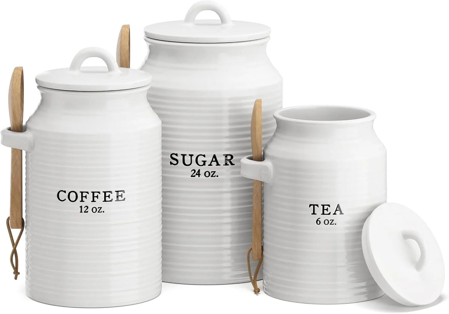 Trendy Barnyard Designs Canister Set for Kitchen Counter Coffee Tea Sugar Container Ceramic Set Decorative Canisters Rustic Farmhouse Canister Jars Premium Material