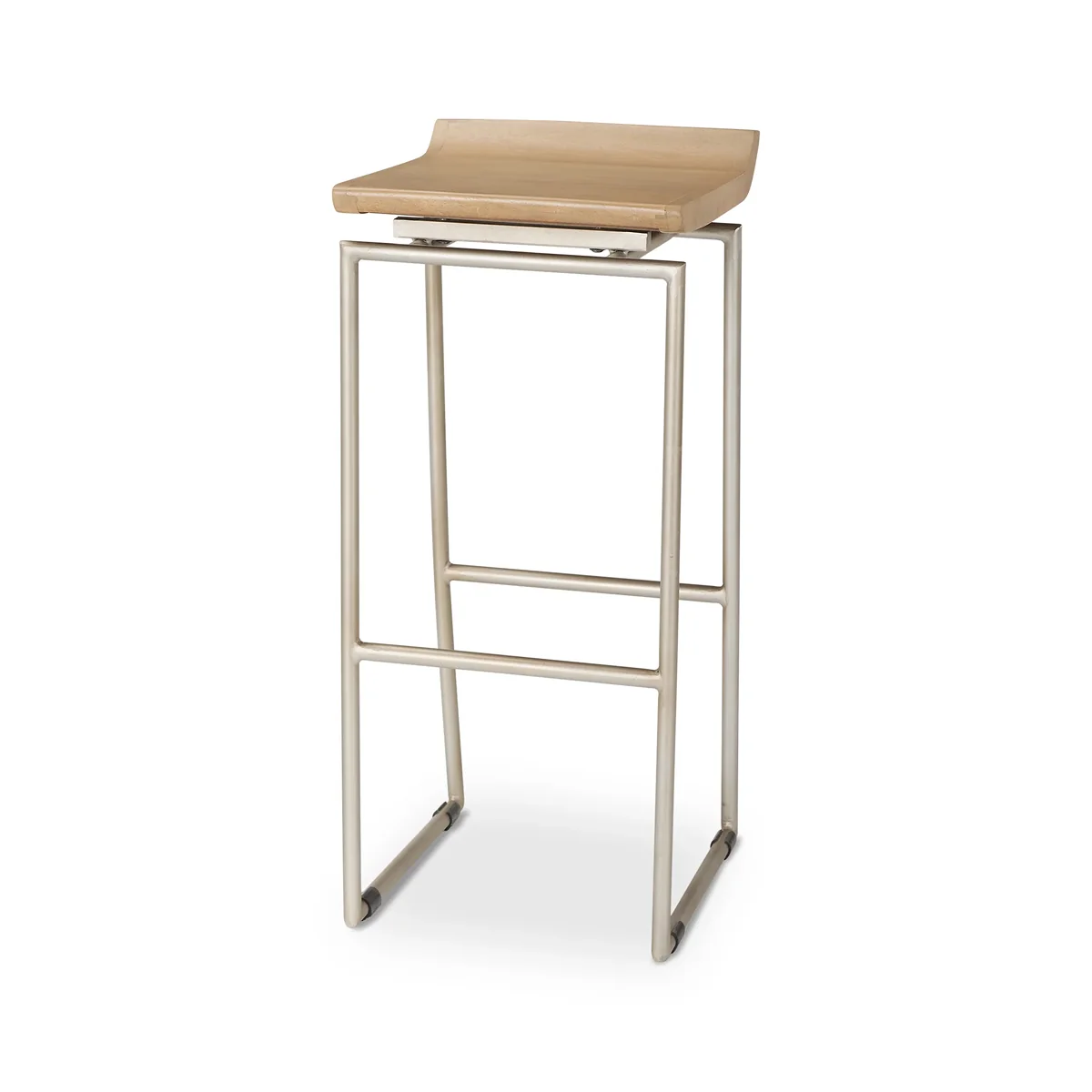 Proven Givens Brown Wood W Silver Metal Frame Barstool Original