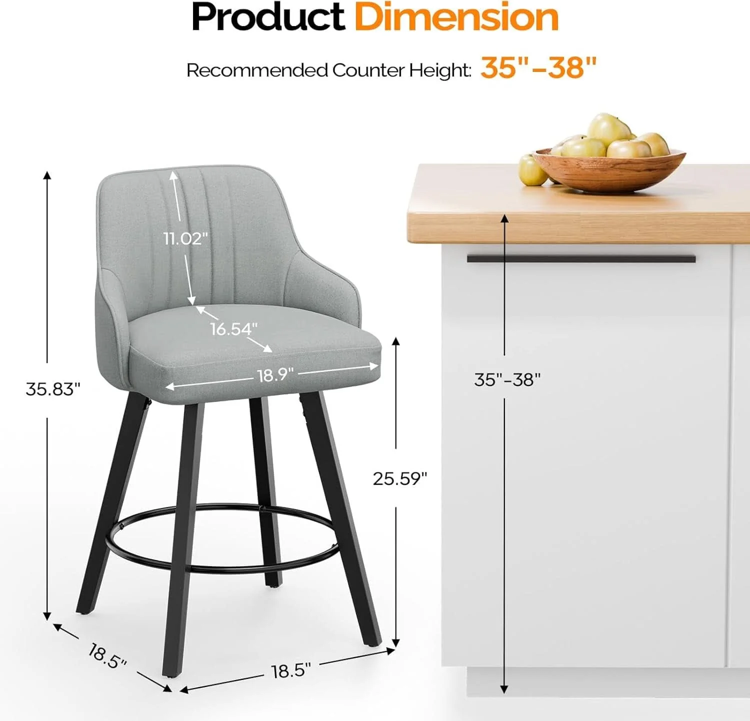 Dependable Linen Fabric Upholstered Swivel Barstools Set of Two Certified