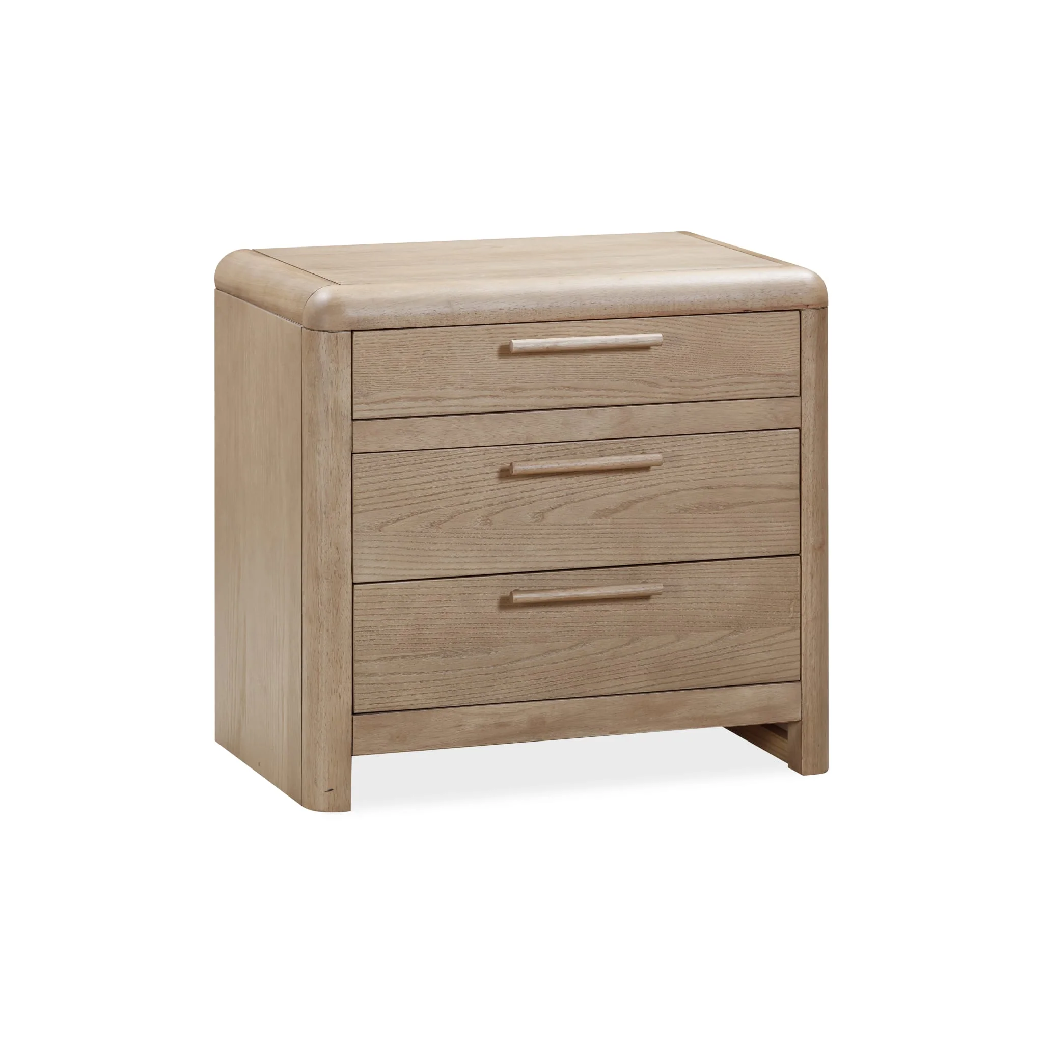 Classic Havn Three Drawer Ash Wood Nightstand in Ginger Contemporary
