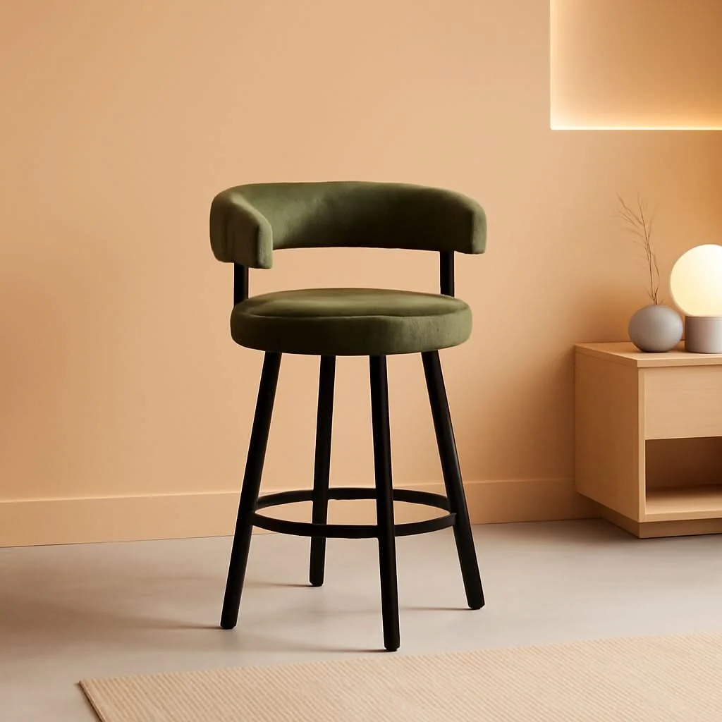 Convenient Green Leather Counter Height Bar Stools Set Of 4 With Backs 25 Inch Top-Quality