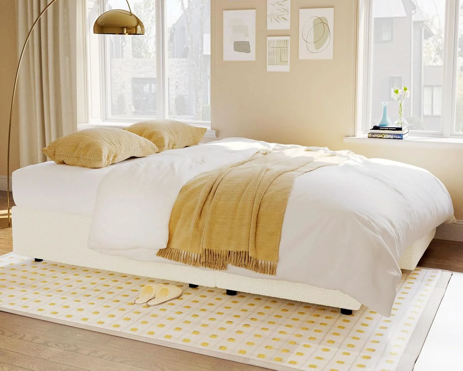 Smart Sleeper Sofa Bed With Storage Chaise In White Boucle Secure