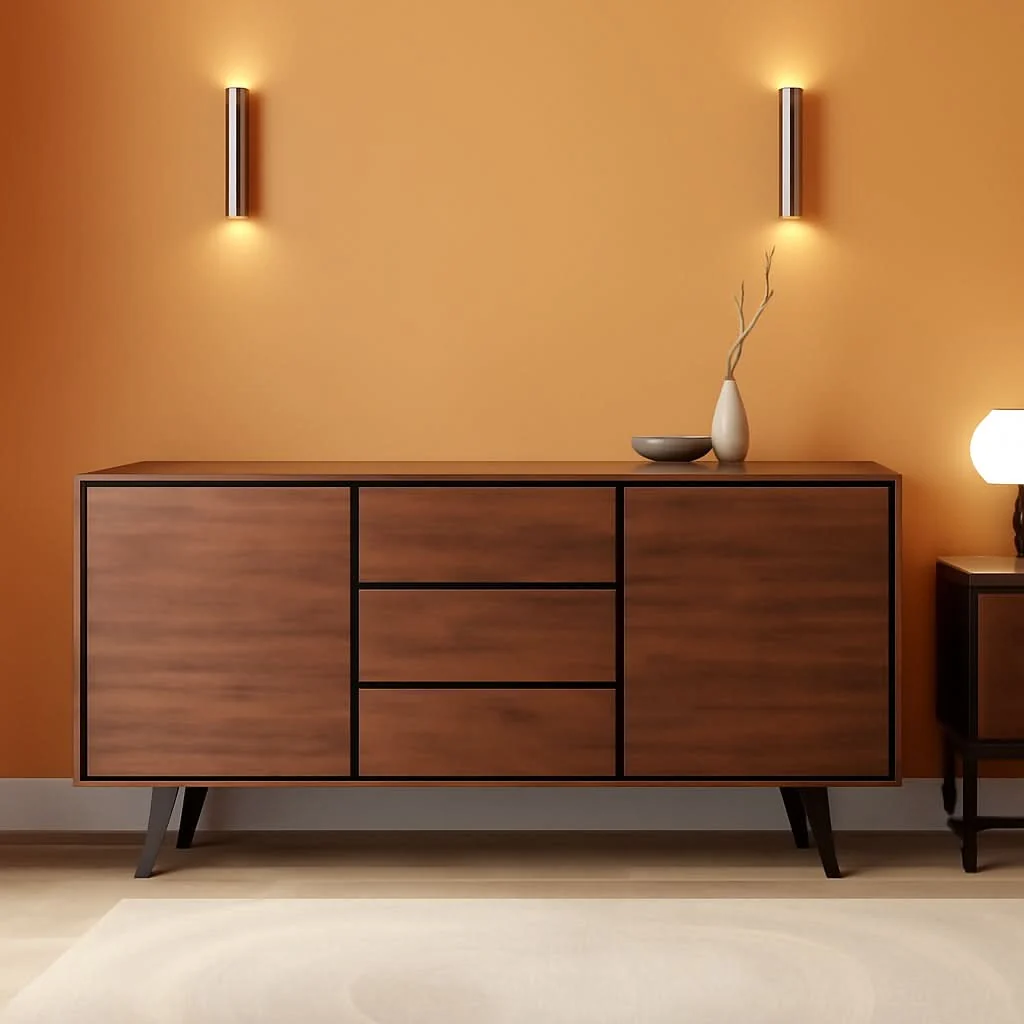 Crafted Solid Acacia 60 Inch Modern Sideboard Buffet With Wine Rack Comfortable