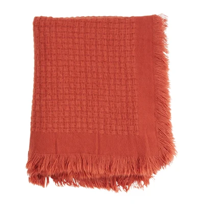 Fashionable Waffle Weave Throw Rust Eco-Friendly