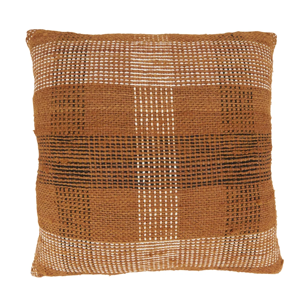 Long-Lasting Plaid Pillow Rust Excellent
