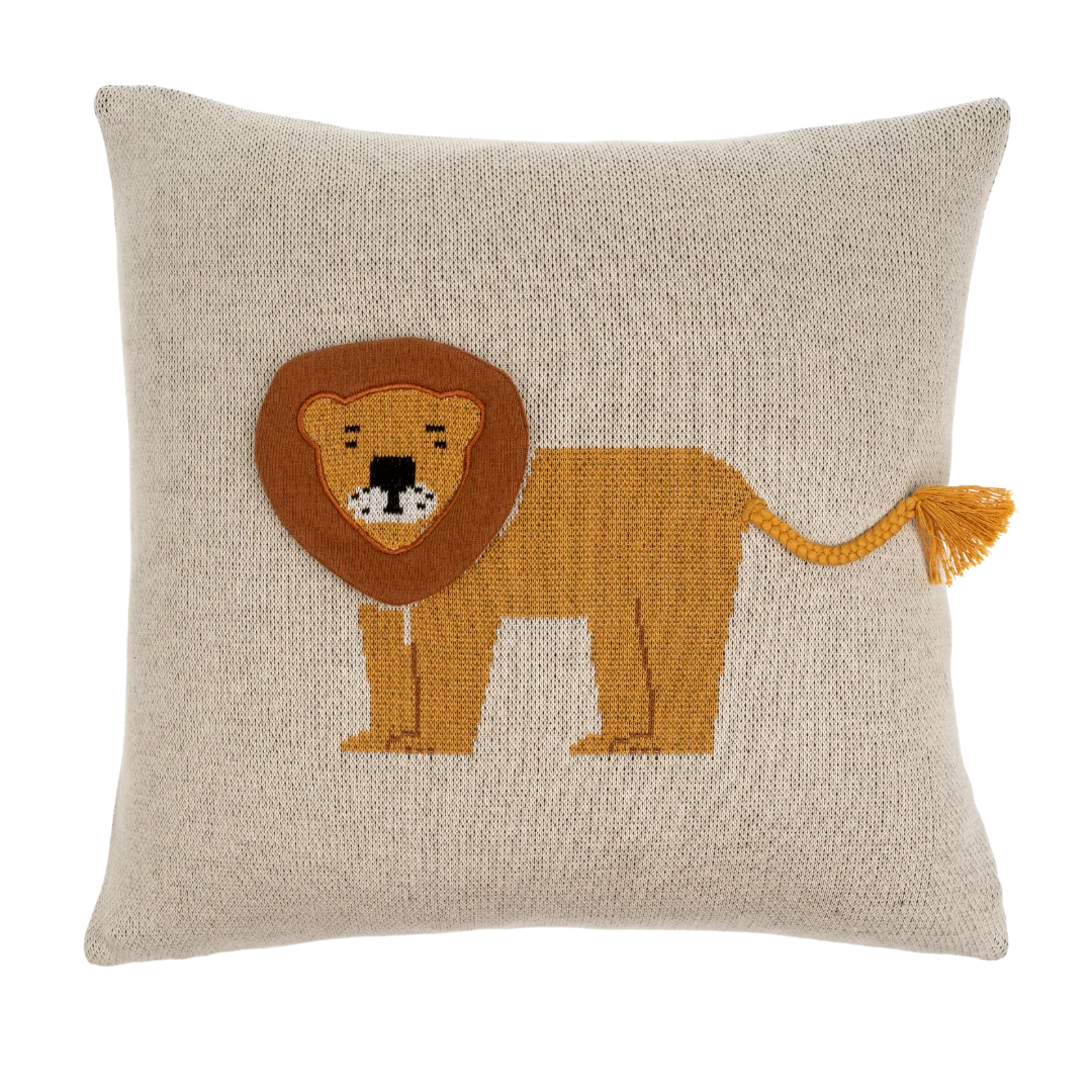 Enhanced Lion Knit Pillow Natural