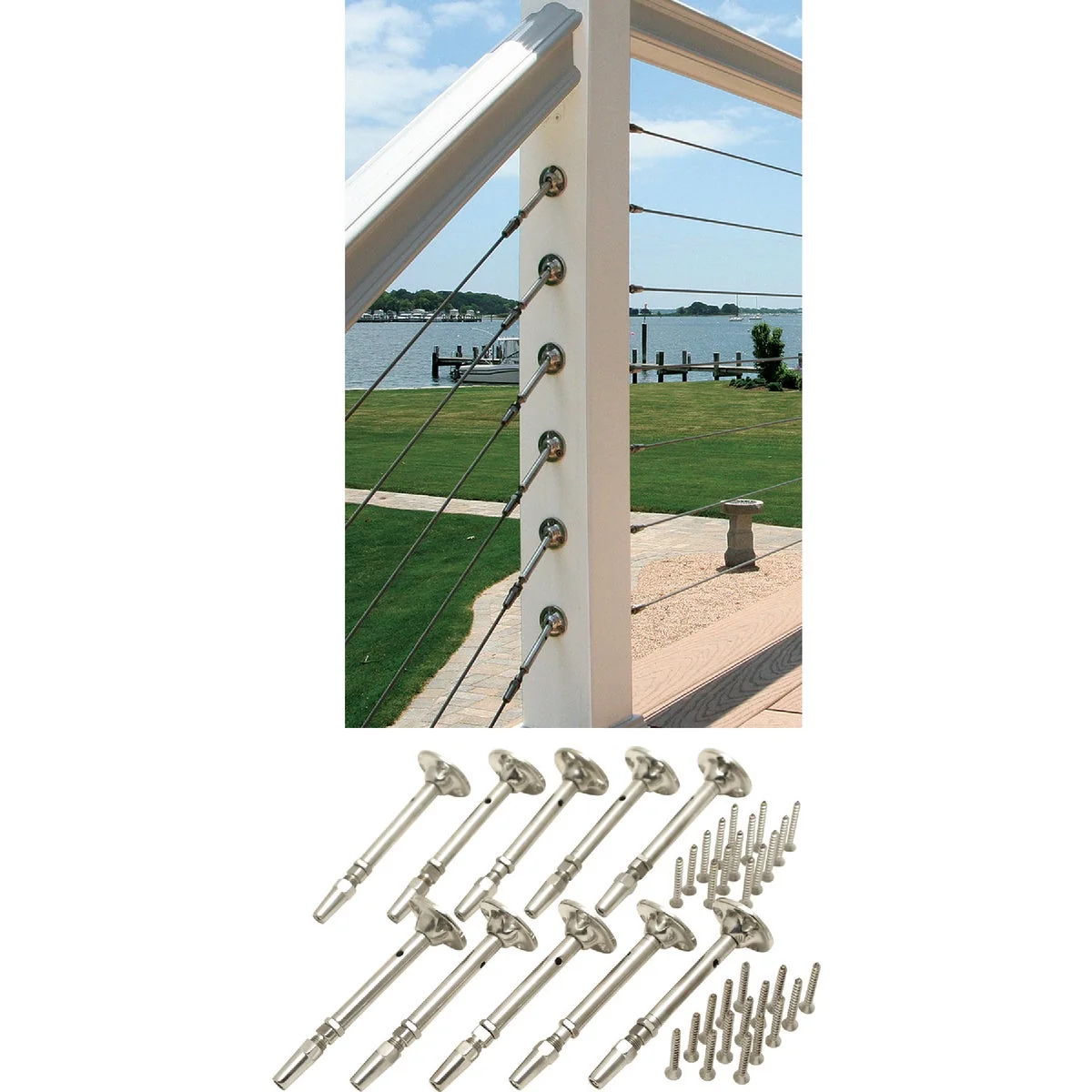 Carefully Designed Atlantis Rail System RailEasy 5 32 In. Dia. Stainless Steel Cable Tensioner 10-Pack Sustainable