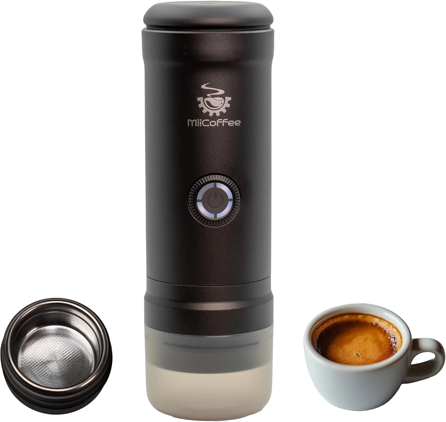 Premium Eon Portable Espresso Machine Travel Coffee Maker with Self-Heating and USB-C Charging Grey Innovative