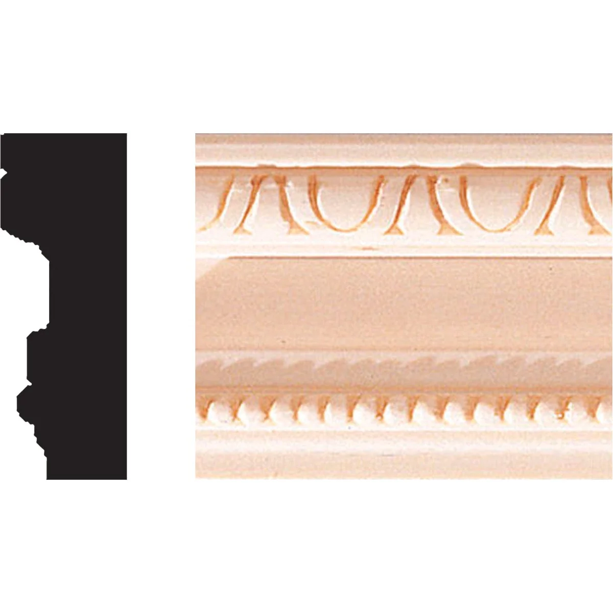 Dependable House of Fara 3 4 In. W. x 2 In. H. x 8 Ft. L. Hardwood Scrolled Decorative Chair Rail Molding Enhanced