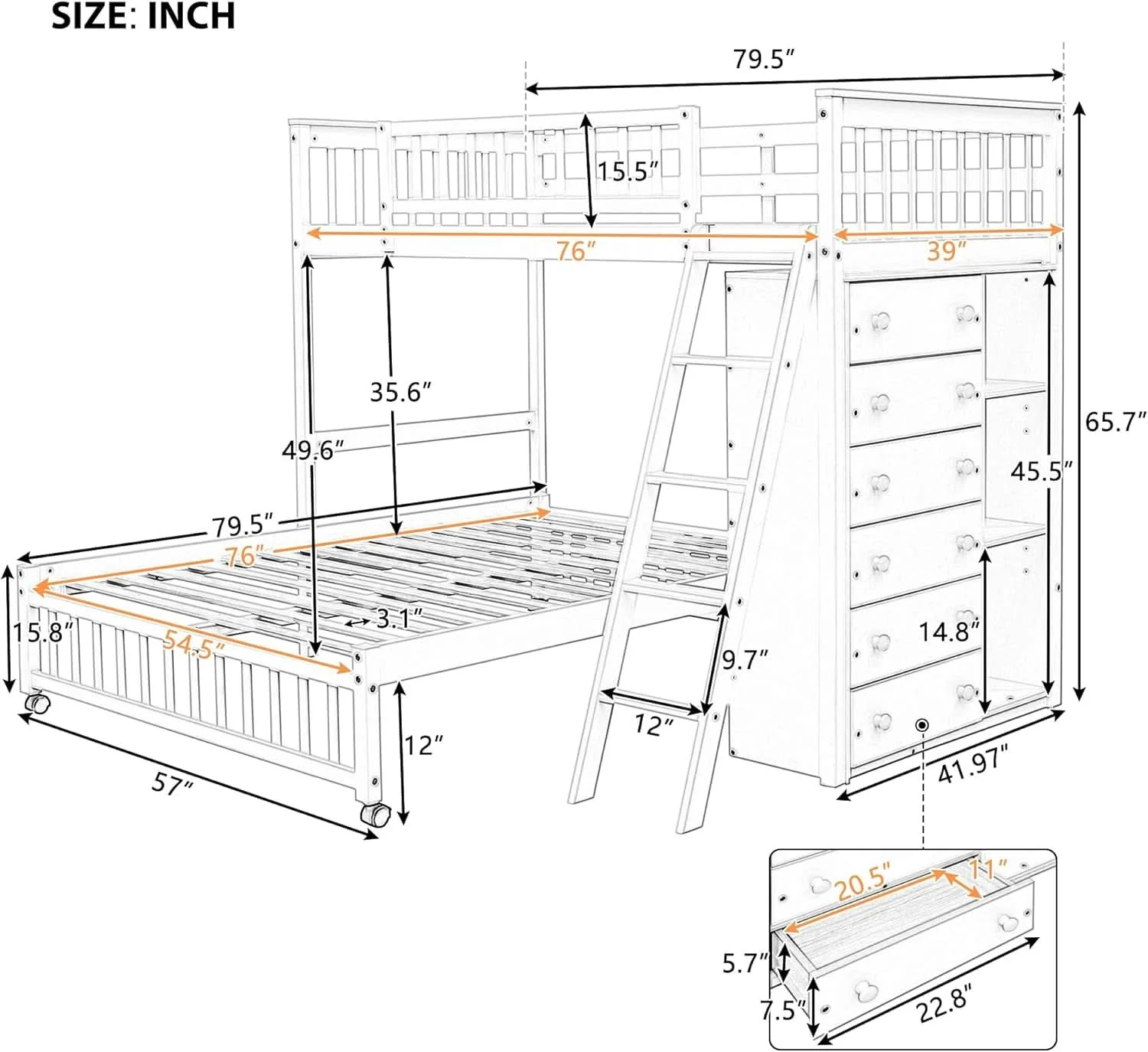 Green Twin Over Full Bunk Bed With Storage Solid Wood Espresso Contemporary