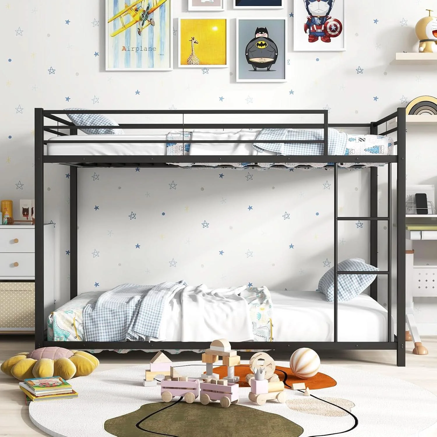 Organic Metal Bunk Bed Twin Over Twin With Safety Guard Rails Exceptional