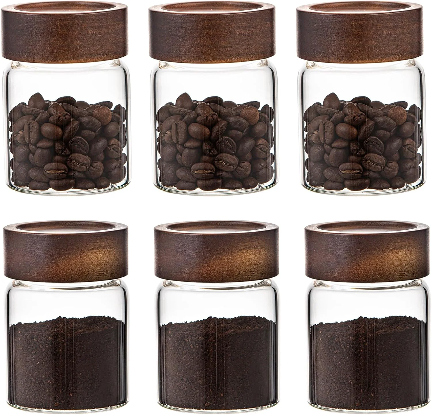 Easy-to-Use Glass Spice jars Glass Jars with Screw Lid 5 oz Food Storage Canister for Pantry Sugar Tea Coffee Bean Seasoning Nuts Cookies 6 150ml 5oz Traditional