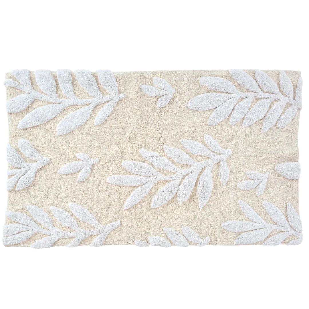 Practical Fern Fronds Double Wide Bath Mat Powerful