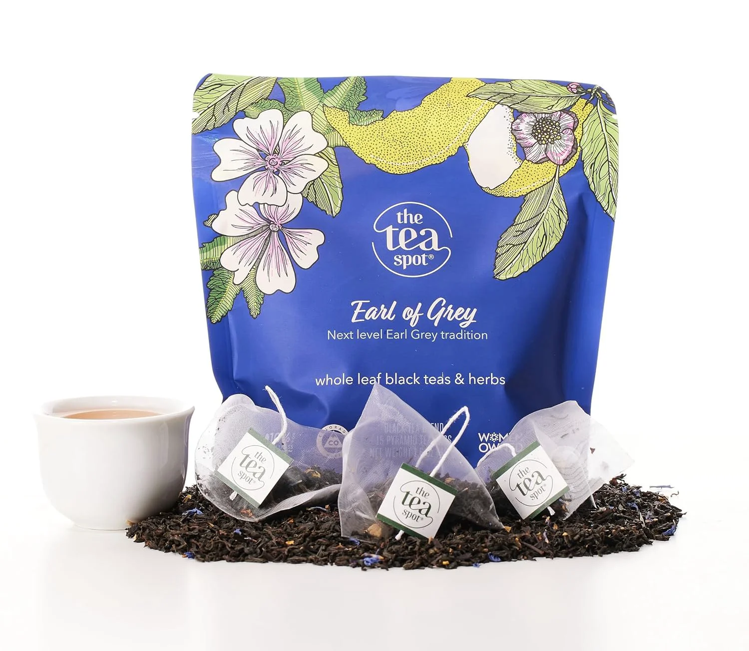 Official The Tea Spot Earl of Grey Black Tea with Citrus for Energy Blend of Black Tea Citrus Root Mallow Flowers Bergamot Citrus and Vanilla Flavoring Contemporary