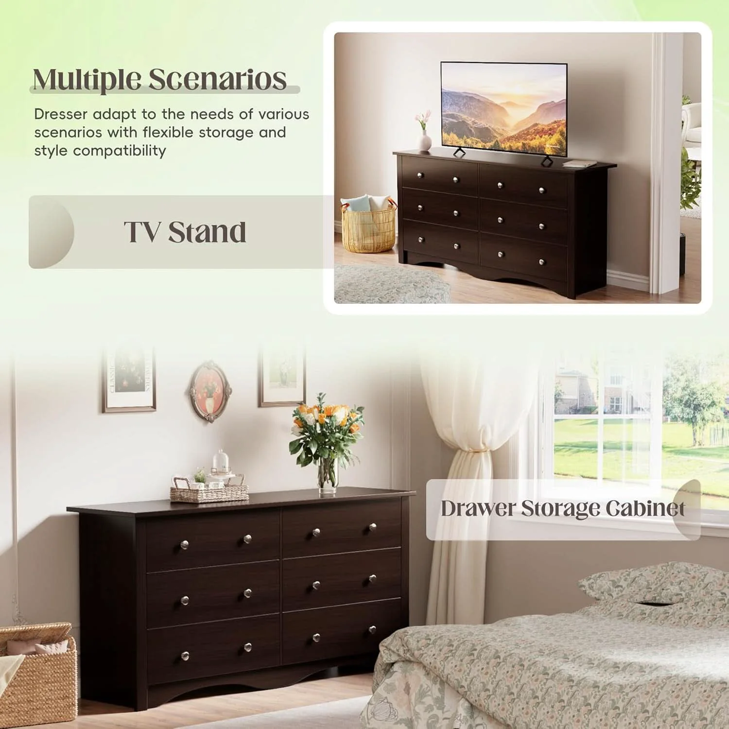 Modern Dark Brown SolidWood Dresser Featuring Ample Storage Advanced