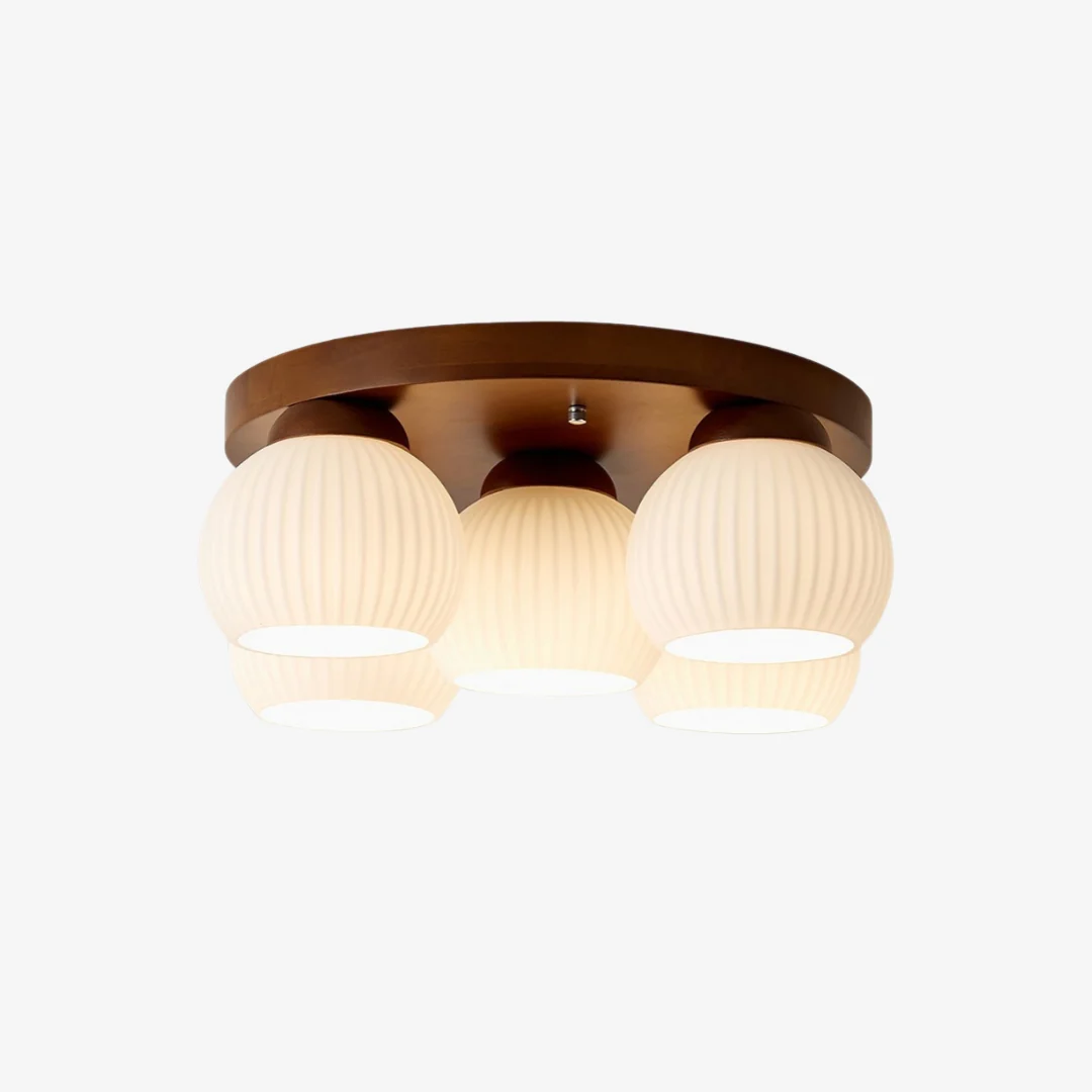 Secure Rustic Wood Round Ceiling Lamp High-Performance