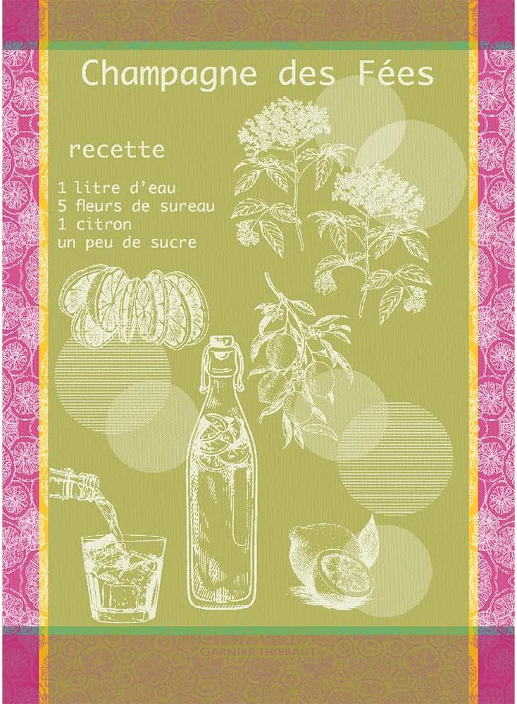 Modern Garnier Thiebaut Champagne Des Fees Mousse Fairy Champagne French Kitchen Towel 22 x30 Cotton Jacquard Top-Quality