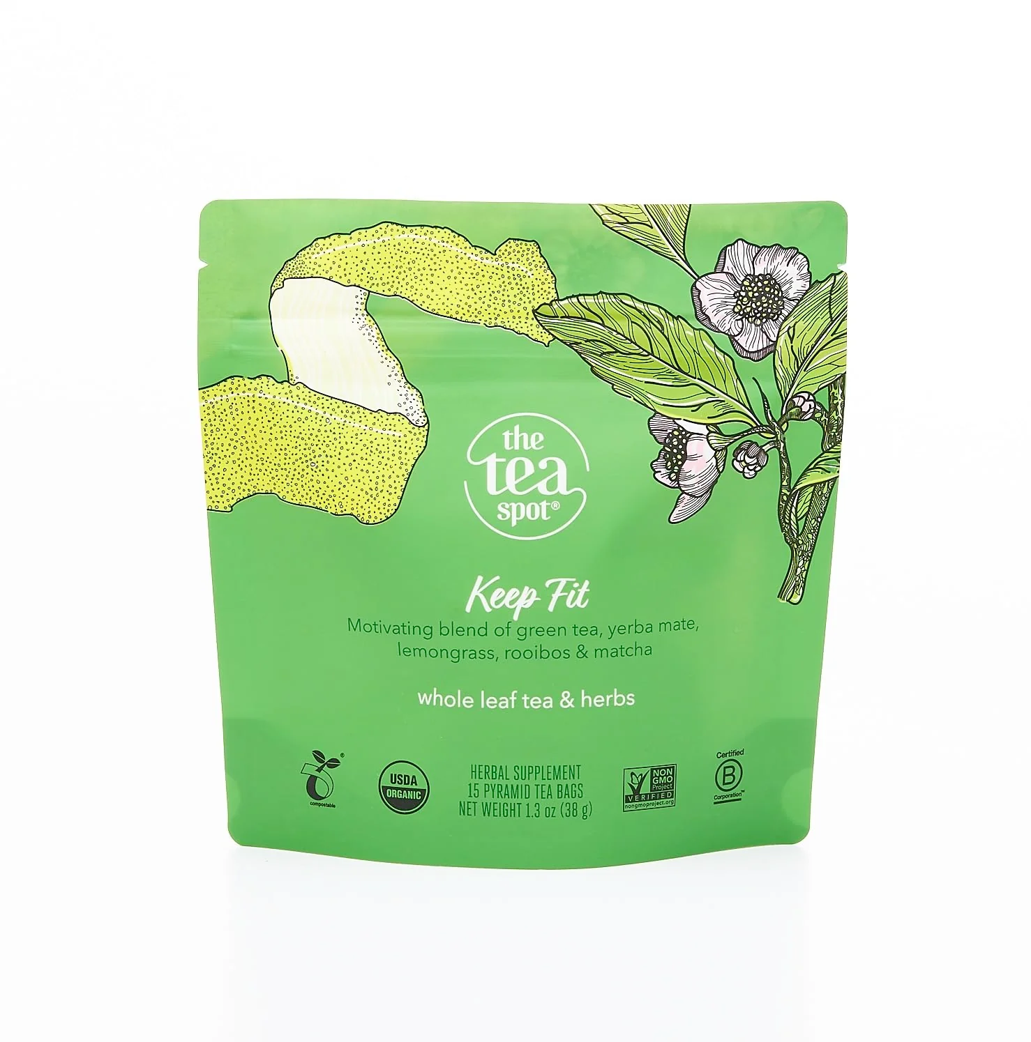 Carefully Designed The Tea Spot Organic Keep Fit Green Tea with Yerba Mate and Matcha for Metabolic Support Blend of Green Tea Matcha Yerba Mate Rooibos