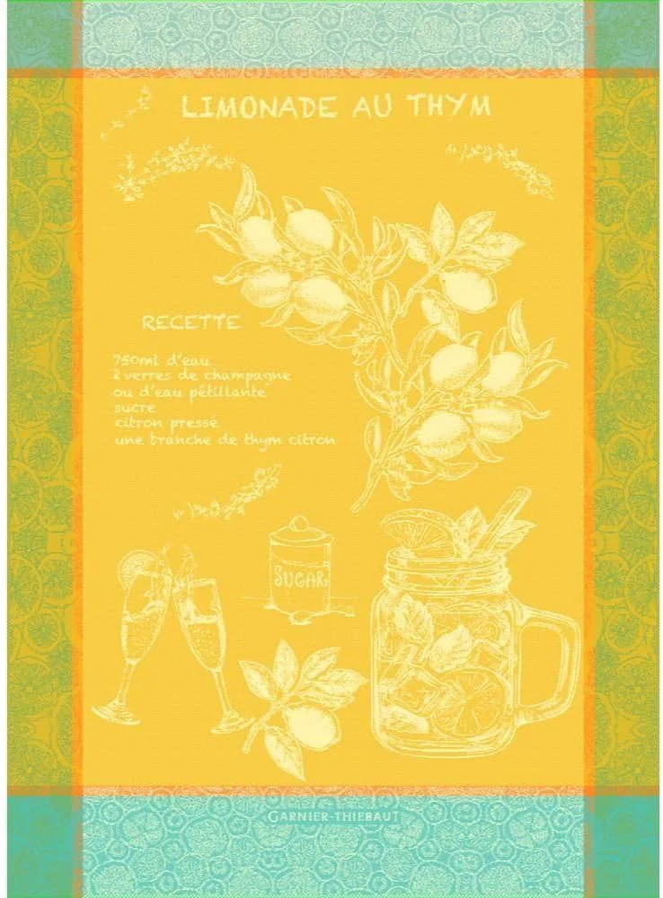 Durable Garnier Thiebaut Limonade Au Thym Soleil Sunny Lemonade with Thyme French Kitchen Towel 22 x30 Cotton Jacquard Innovative