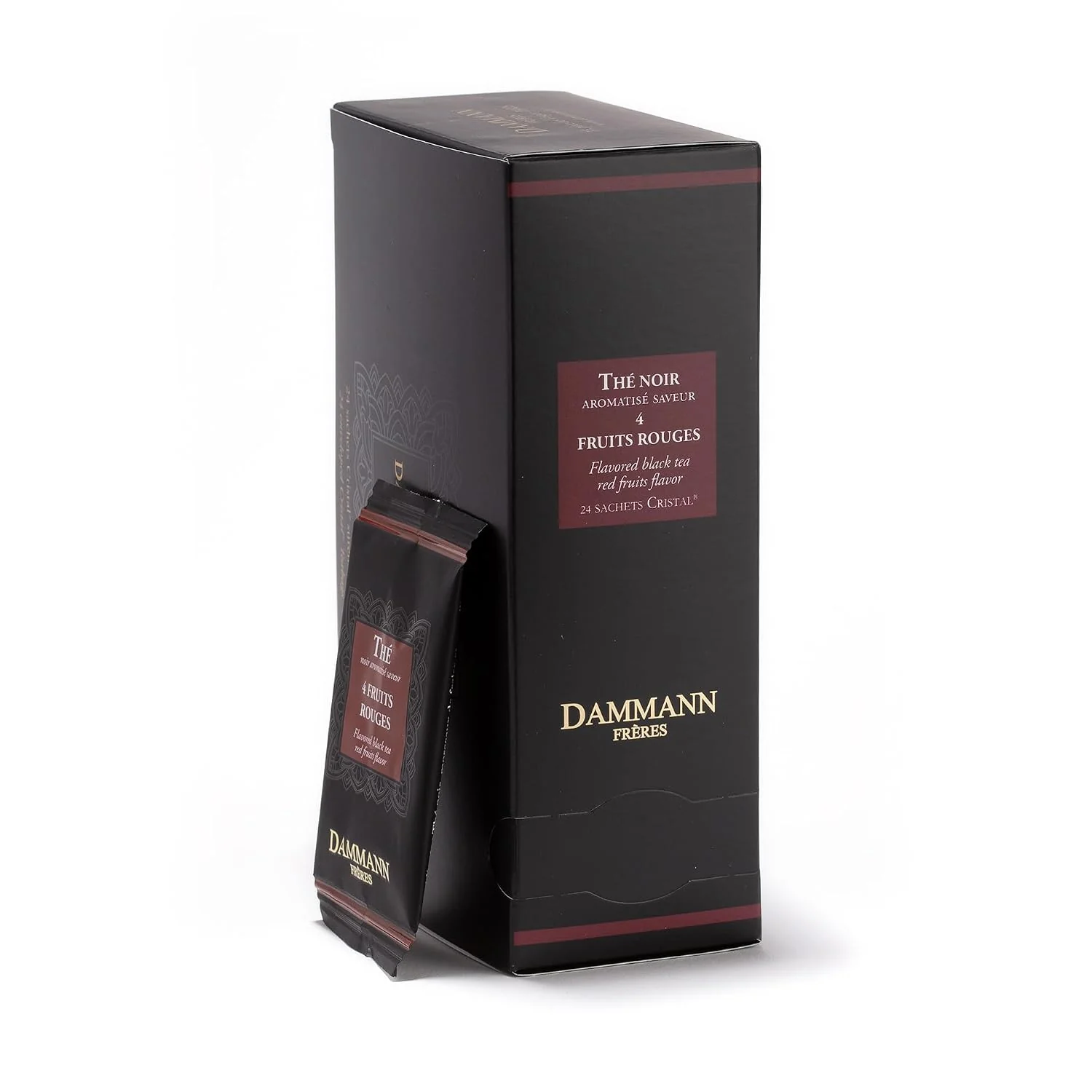 Secure Dammann Freres Sachets Quatre Fruits Rouges Tea Bags Premium Gourmet French Black Tea Blend Strawberry Cherry Raspberry Red Currant Flavors Individually Wrapped 24 Count Single Pack Organic