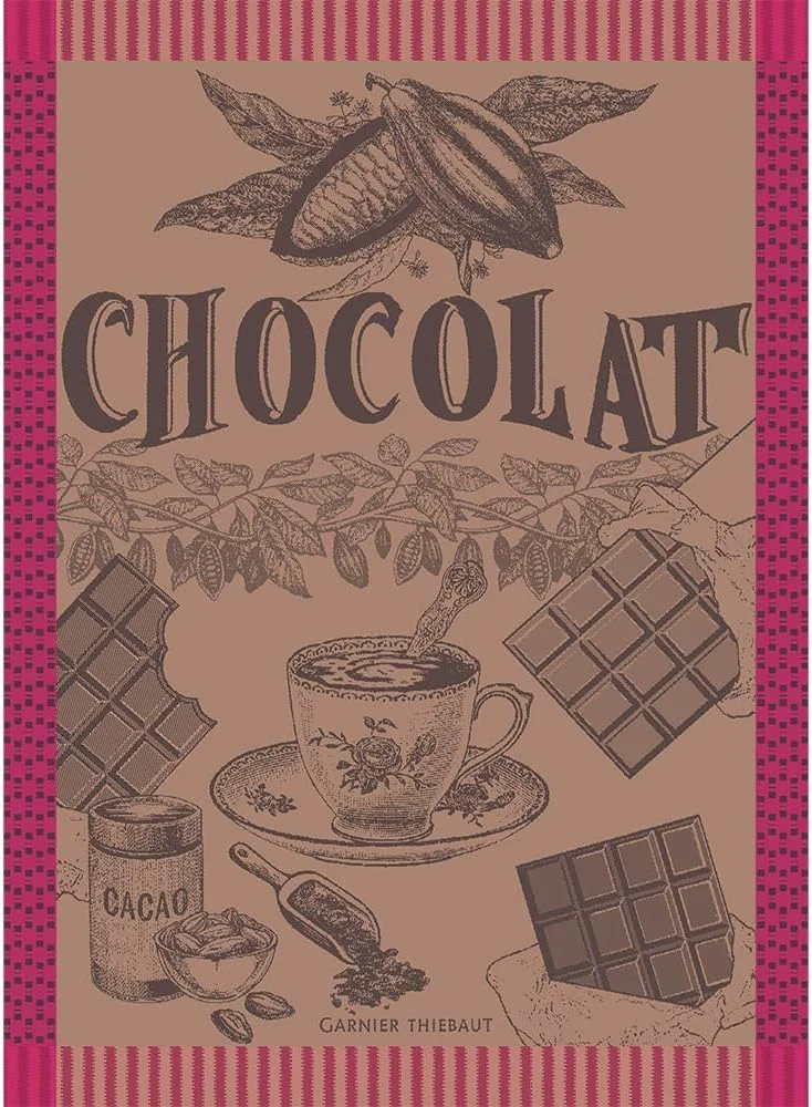 Casual Garnier Thiebaut Tasse De Chocolat Fuchsia Cup of Fuchsia Chocolate French Kitchen Towel 22 x30 Cotton Jacquard Recyclable