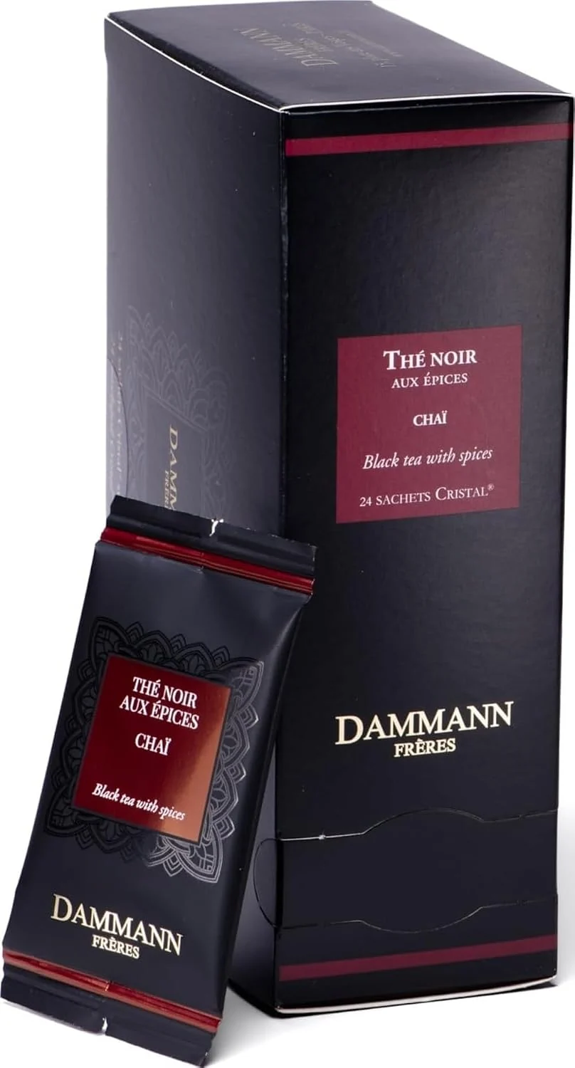 Soft Dammann Freres Satchets Chai Tea Bags Premium Gourmet French Black Tea Blend Ginger Cinnamon Cardamom Flavors Individually Wrapped 24 Count Single Pack High-Quality