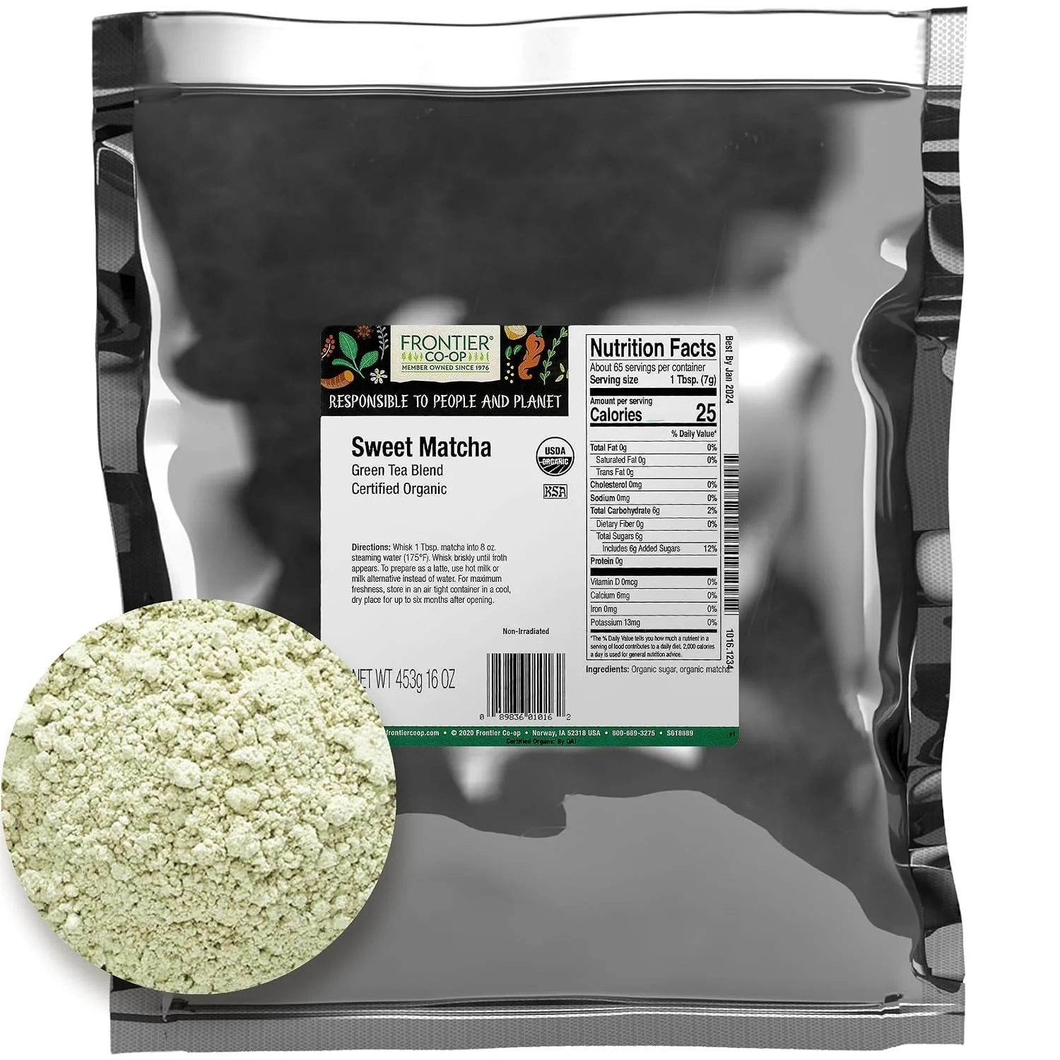 Flexible Frontier Co-op Organic Sweet Matcha Green Tea Powder 16 Oz Bulk Bag Trusted
