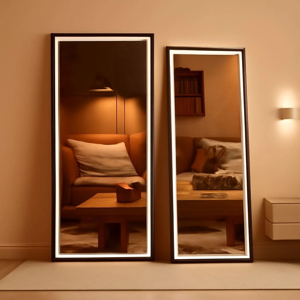 Premium Material 67x24Inches LED Floor Standing Mirror Dimmable Lights Elite