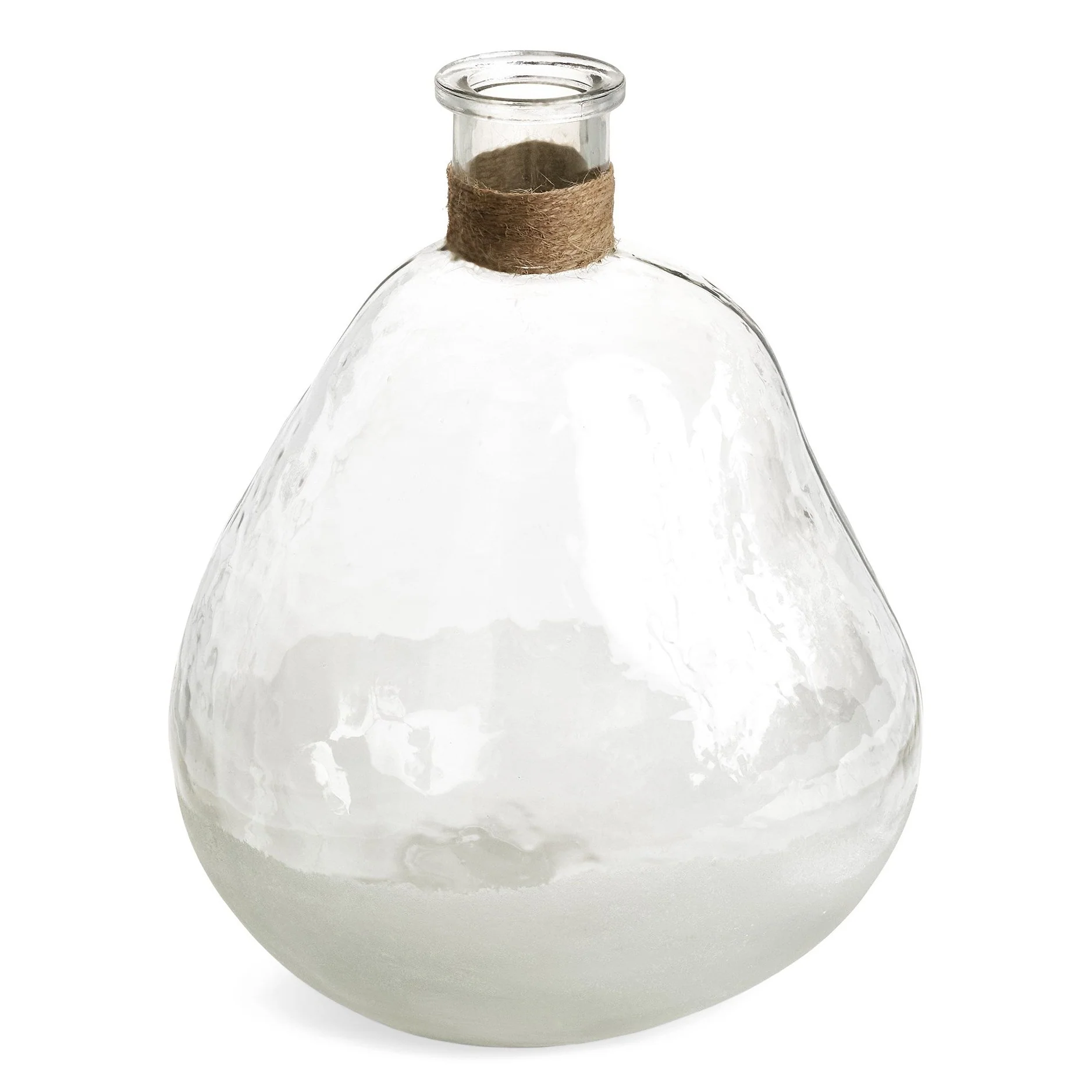 Minimalist VASE EMBOSSED GLASS W JUTE ROPE CLEAR FROSTED Quality