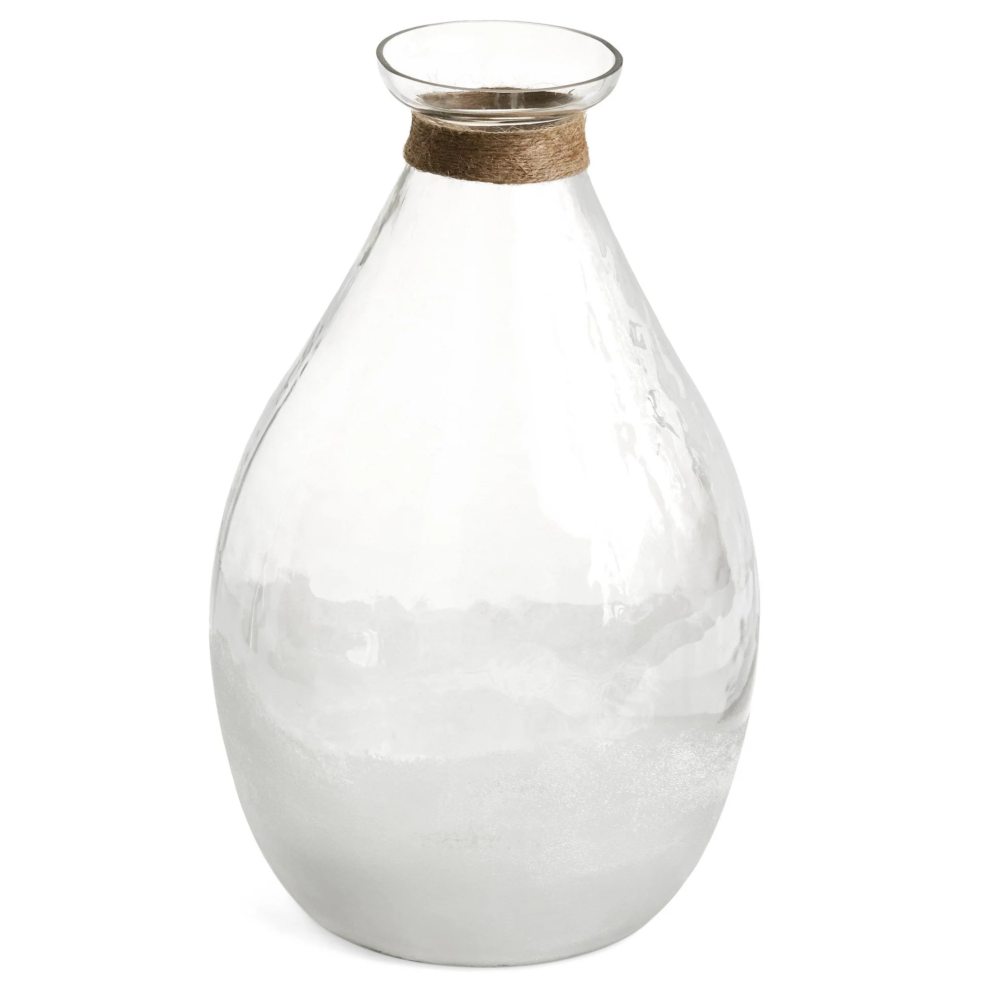 Luxury VASE EMBOSSED GLASS W JUTE CLEAR FROSTED 7X11 Eco-Friendly